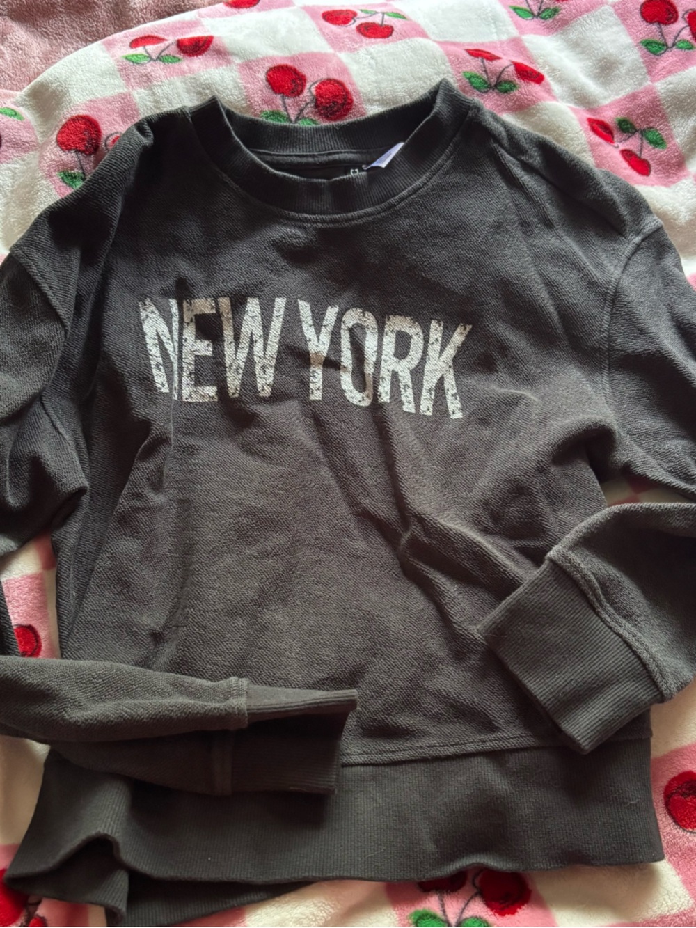 Divided Crewneck Sweatshirt in Dark Gray with White 'NEW YORK' Graphic